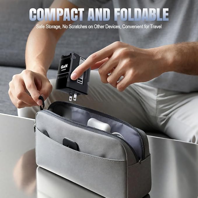 2-in-1 GaN Fast Charger 120w, 2025 Upgraded Retractable Scalable Super Fast Charger Module, Multi-Functional Foldable Charging Adapter Wall Plug for Phone, Tablet, Laptops (White)