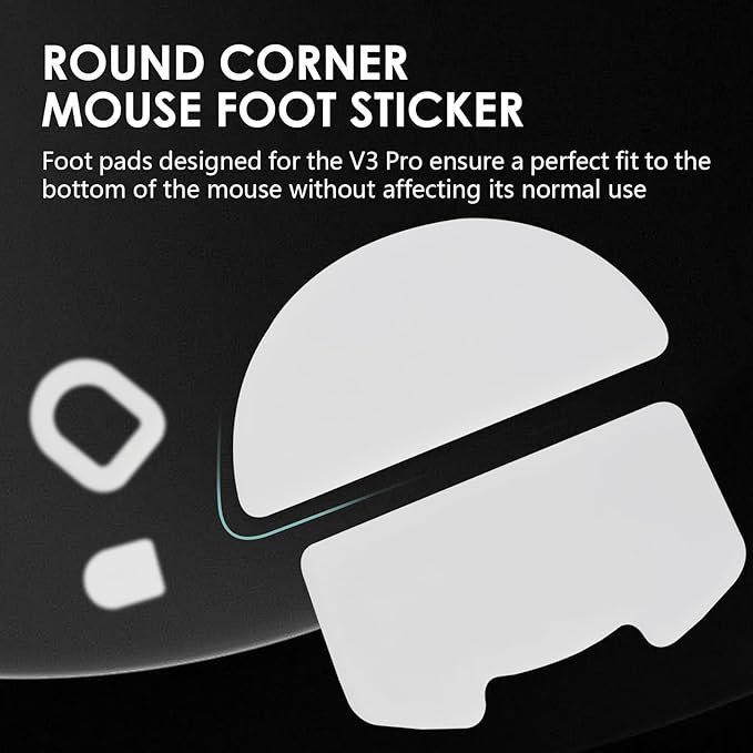 2 Pack V3 Pro Wireless Esports Gaming Mouse Feet Sliding Stickers, Mice Glass Skates Pad, Replacement Glide Stickers for Smooth Control and Precision on Any Gaming Surface(Type-C, White PTFE)