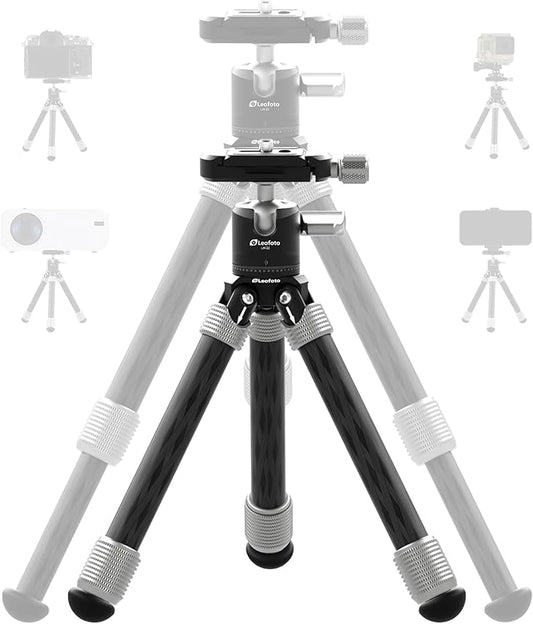 Carbon Fiber Mini Table Tripod with 360° Ball Head for Camera, Lightweight Desktop Tripod with Panoramic Base, 1/4" Arca QR Plate for Phone Adaptor/Projector/SLR, Max Height 10.43", Max Load 11LB/5KG