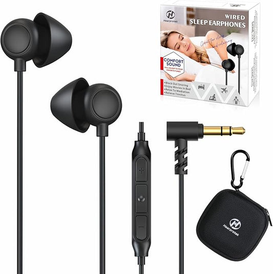 Hearprotek Sleep Earbuds, 2 Pairs Soft Comfortable in-Ear Earphones with Mic-Low Profile Noise Reduction Headphones for Sleeping on Side, Snoring, Yoga, Travel, Mediation & Relaxation