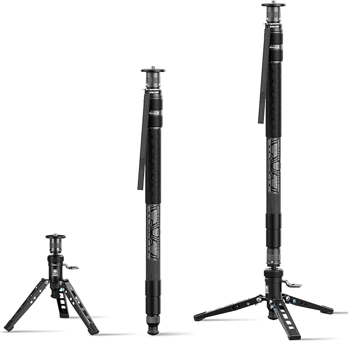 SIRUI Carbon Fiber Monopod, 57" Camera Monopod with Pedal Feet, One-Step Height Adjustment with Twist Lock, Compact & Rapid System for DSLR Camera, Max Load 22lbs/ 10kg, SVM-145P