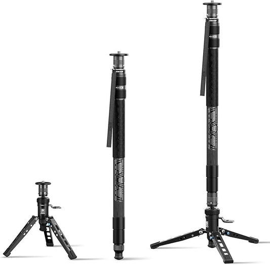 SIRUI Carbon Fiber Monopod, 57" Camera Monopod with Pedal Feet, One-Step Height Adjustment with Twist Lock, Compact & Rapid System for DSLR Camera, Max Load 22lbs/ 10kg, SVM-145P