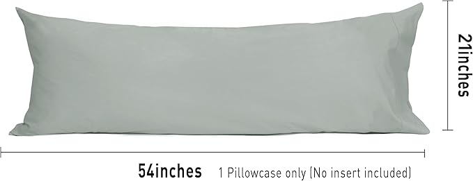 Sunflower Body Pillowcase 100% Cotton Long Pillow Cover/Case Envelope Closure 1 Pack, 21×54 inches Storm Gray, Soft and Breathable