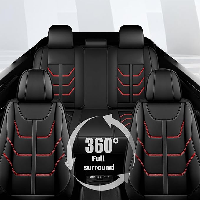 TTX LIGHTING Car Seat Covers Full Set Fit for Kia Sportage 2009-2026 Waterproof Leather 5 Seat Covers Automotive Seat Cushion Seat Protectors with Airbag Compatible (5 Seats, Redline)