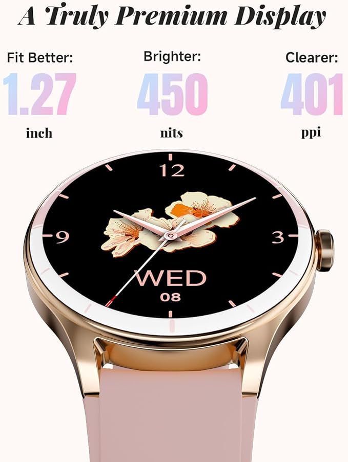 Smart Watch for Women, Smartwatch Compatible Android and iOS Phone, Answer/Make Calls, Fitness Tracker/Step Counter/Running Watch, Sleep/Heart Rate Monitor, 100 Sports, IP68 Waterproof, Pink