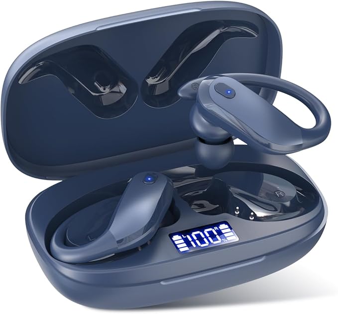 Wireless Earbuds with LED Display, in-Ear Bluetooth Headphones with Charging Case, Deep Bass, Noise Cancelling, IPX7 Waterproof, Sport Earphones with Mic, 40H Playtime