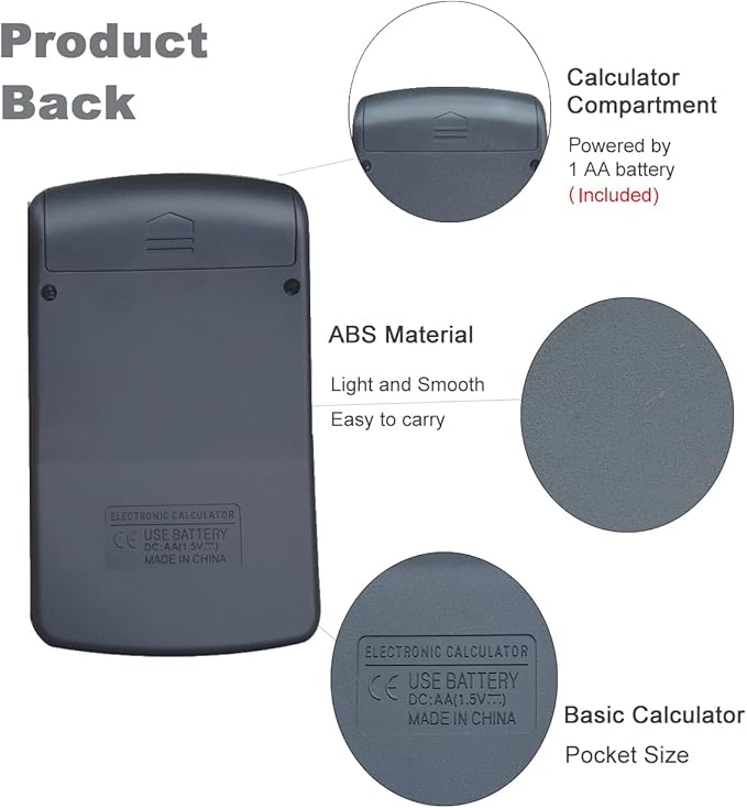 Calculator Small, 4 Function Calculators with Solar Power 8 Digit Small Pocket Size Desktop Handheld for Classroom Desktop Home (Black,Set of 30)