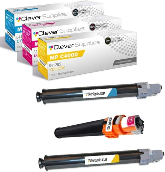 CS Replacement Toner Cartridge Compatible with Ricoh MP C4000 841287 Cyan 841286 Magenta 841285 Yellow Lanier LD 645C 655C LD540C LD550C C4040 C5050 C9145 C9155 MP C4000 Toner Cartridge 3 Color Set