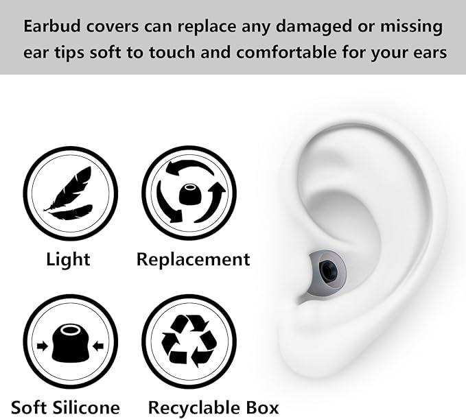 Earbud Replacement Tips Silicone Earbud Covers Fit for in-Ear Headphones (Inner Hole 3.8mm -5.1mm) 9 Pairs S/M/L