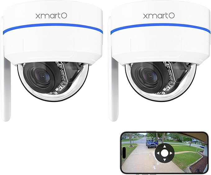 xmartO [2-Pack AI Tracking Dome CAM 2K HD Metal Dome PTZ Wireless Security Camera with Automatic Tracking, 2-Way Audio and Night Vision (Standalone WiFi Camera, DPM3034-Q2)