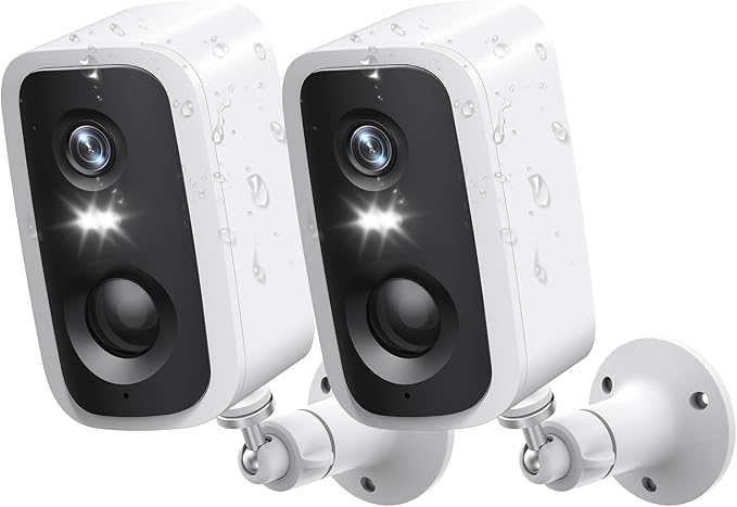 Security Cameras Wireless Outdoor 2 Pack, 2K Battery Powered Cameras for Home Security EseeCloud, 2.4G WiFi Surveillance Indoor AI Motion Detection Color Night Vision 2-Way Talk Waterproof