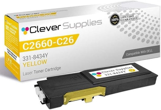 CS Replacement Toner Cartridge Compatible with Dell C2660 593-BBBR Yellow C2665 C2665dnf C2660 C2665 C2660dn C2665dnf Color 4000 Page Yield