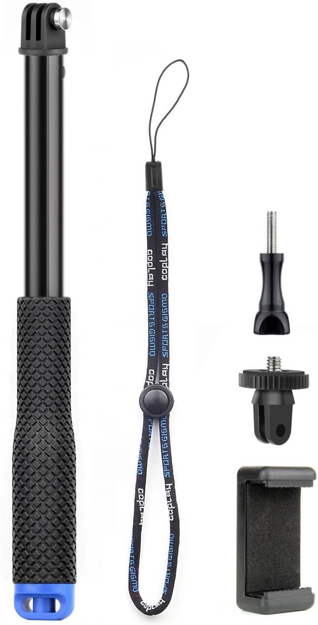 46''Alumium Waterproof Selfie Stick with 1/4 Thread Hole Underwater Pole Handle Grip Monopod for GoPro Hero 13 12 11 Max Insta360 AKASO DJI OSMO Action Cameras Accessories