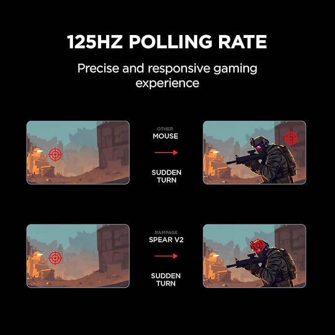 Rampage Spear V2 Black Wired Gaming Mouse with RGB Lighting – 12800 DPI, 7 Programmable Buttons, Lightweight Ergonomic Gaming Mouse for PC/Mac/Laptop Gamers