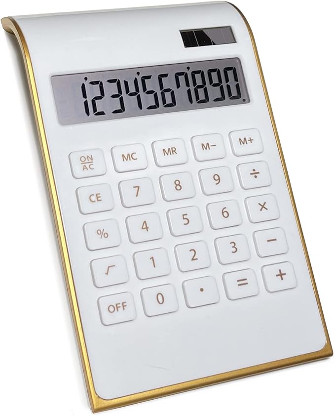 Benkaim Solar Gold Standard Function 10-Digit Desktop Calculator for Office, Home