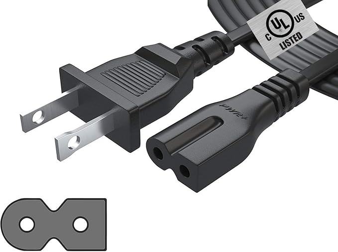 12Ft 2 Prong Polarized-Power-Cord for Vizio-LED-TV Smart HDTV, Bose Companion Speaker, Cable Box Router Arris, Sharp Sanyo Insignia Sound Bar, Singer Brother Baby-Lock Viking Pfaff Sewing Machine