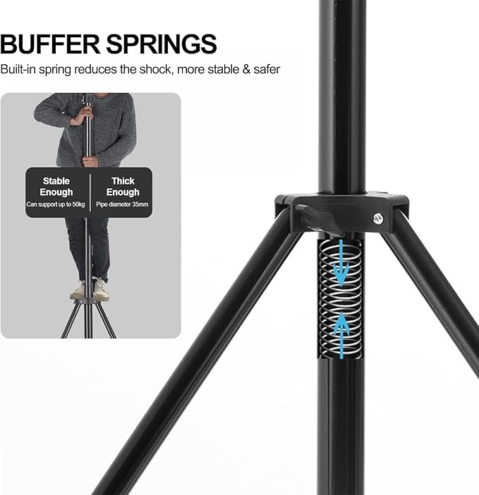 BEIYANG 9.2Ft Photography Light Stand with Spring Cushion, Heavy Duty Tripod Stand for Lights, Reflectors, Softboxes, Umbrella, Strobe Light, Camera