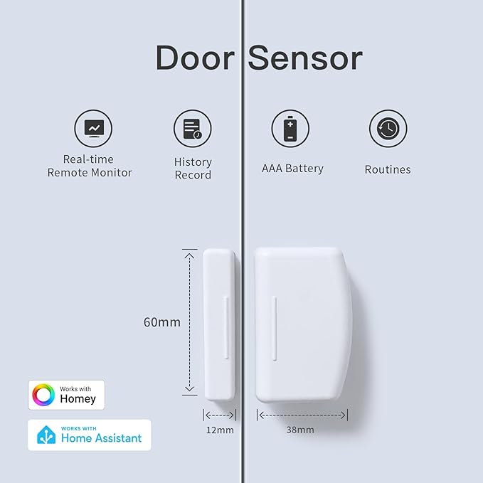 THIRDREALITY Zigbee Contact Sensor 2 Pack,Door and Window Monitor, Home Automation,Works with Home Assistant,SmartThings,Aeotec,Homey,Hubitat or Echo Devices with Build-in Zigbee Hub,hub Required