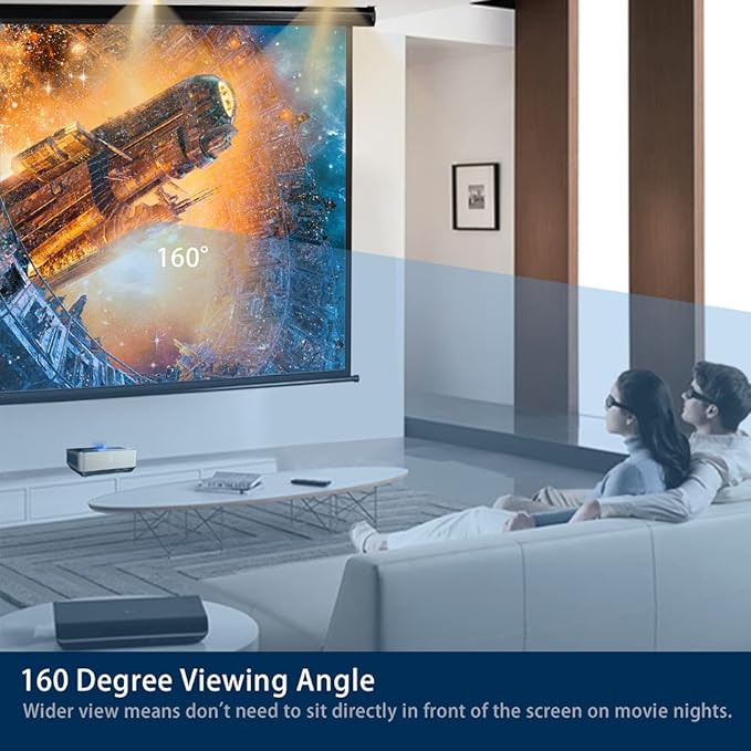 Kayle 110" Motorized Projector Screen Electric Diagonal Automatic Projection HD Movies Screen for Home Theater Presentation Education Outdoor Indoor W/Remote Control and Wall/Ceiling Mount (Black)