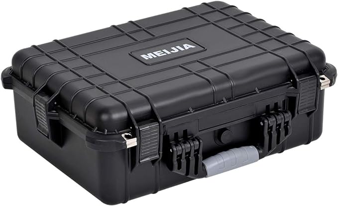 MEIJIA Portable Waterproof Protective Case,Hard Camera Case,Customized Fit Foam Inserted, Elegant Black,Fit for Camera, Equipments, Lens,Drones(Black)