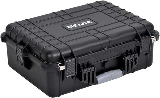 MEIJIA Portable Waterproof Protective Case,Hard Camera Case,Customized Fit Foam Inserted, Elegant Black,Fit for Camera, Equipments, Lens,Drones(Black)