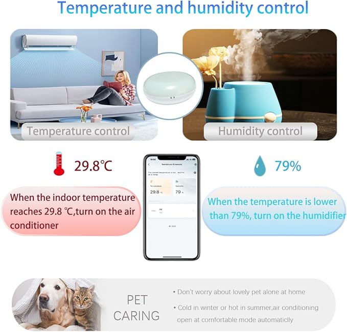 Tuya Smart WiFi IR Remote Control for TV DVD Air Conditioner AUD,All in One Infrared Universal Remote Controller,Compatible with Alexa Google Home (Temp. and Hum. IR)