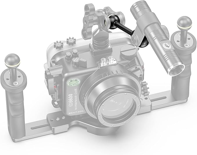 Seafrogs 1" Ball to YS Head Clip Arm 4.43"/11.24cm Aluminum Alloy YS Head Adapter Arm for Underwater Photography Lighting System, Connector for Diving Strobe/Video Light(AM-2)