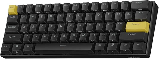 RK ROYAL KLUDGE C61 HE Gaming Keyboard 60% Wired Mechanical Keyboard with Hall Effect Magnetic Switch 8000Hz Polling Rate Rapid Trigger RGB Backlit, 61 Keys, Black Yellow