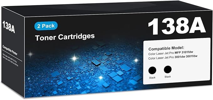 138A Black Laser Jet Toner Cartridge MFP 3101fdw 3001dw Toner Compatible for HP 138A Black Toner Cartridge with Chip for Laser Jet Pro MFP 3101fdw 3001dw MFP 3101sdw 3001fdw Printer W1380A HP138A