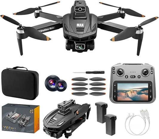 Mini Drone with Camera for Adults - 8K/4K 30FPS HD Video, 4.5" LCD FPV GPS Drone, 60-Min Flight Time (2 Batteries), 10,000ft Transmission, Auto Return, Foldable & Lightweight, Professional/Beginner Friendly (Black-3 Batteries)