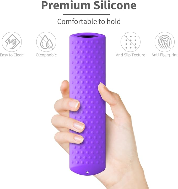 6.2 Inch Silicone Cover for Amazon Universal Toshiba FireTVs Remote Case Compatible with 6 Shortcut Buttons Remote/Fire TV Stick 4K Max 2nd Anti-Slip Case Sleeve (Purple)