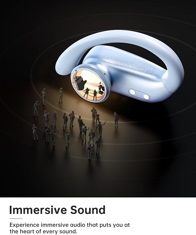 NDO Wireless Bluetooth Earbuds Earhook Sport Headphones with 48H Playtime, ENC Mic IPX7 Waterproof Fast Charging,Lightweight Design for Active Lifestyle,Gift for Teens or Fitness Lovers-Sky Blue