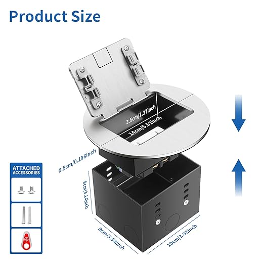 Vagueior Recessed Floor Electrical Outlet Kit, Circular Hidden Duplex 20A Tamper-Resistant Receptacle Outlet ，Waterproof Electrical Outlet Covcer Box, UL Certified,Silver（2 Pack