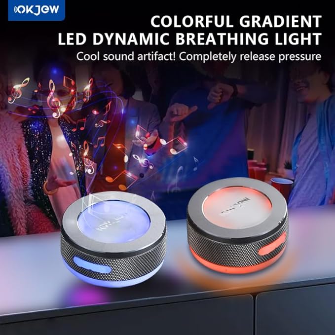 Bone Conduction Speaker Bluetooth Vibrating Speakers with Colorful LED Lights Portable Surface-Adsorption Speakers for Unique Sound Effects Ideal for Home, Outdoor and Party Use (Blue)