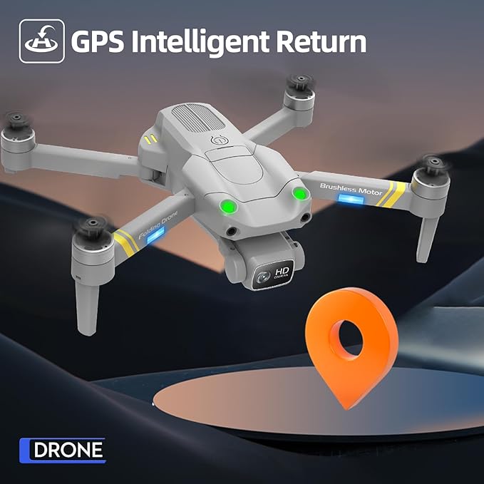 2025NewUpgraded Fall-resistant Brushless GPS Drone with Camera 2K for beginners, 34 Minutes, Auto Return Home, Follow Me, Circle Fly, Tracking Fly, Cool Flash Lights, GPS Hover, Speed Adjust, under 250g