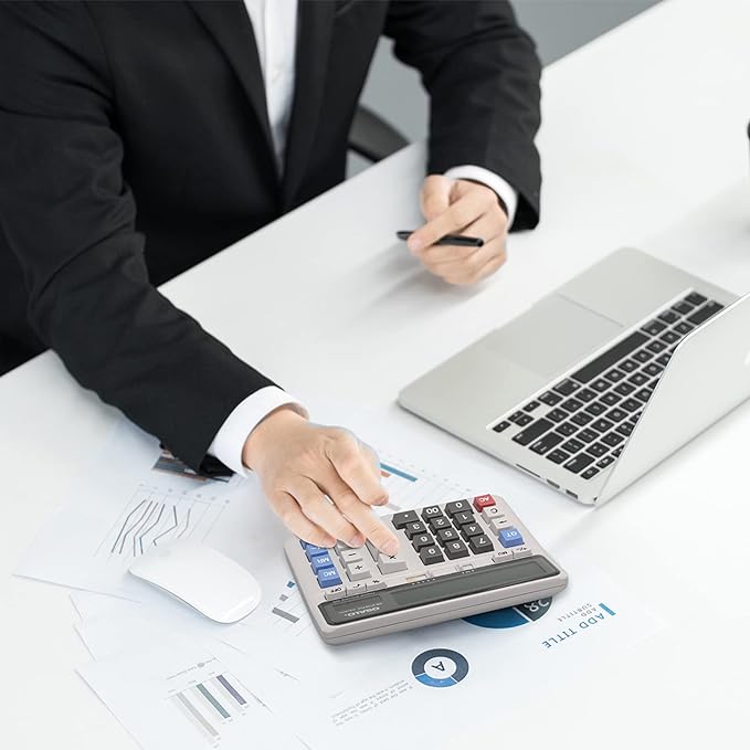 Desktop Calculator, Extra Large LCD Display Computer Button 12 Digits Accounting Calculator (OS-2135 Pro-2Pcs)