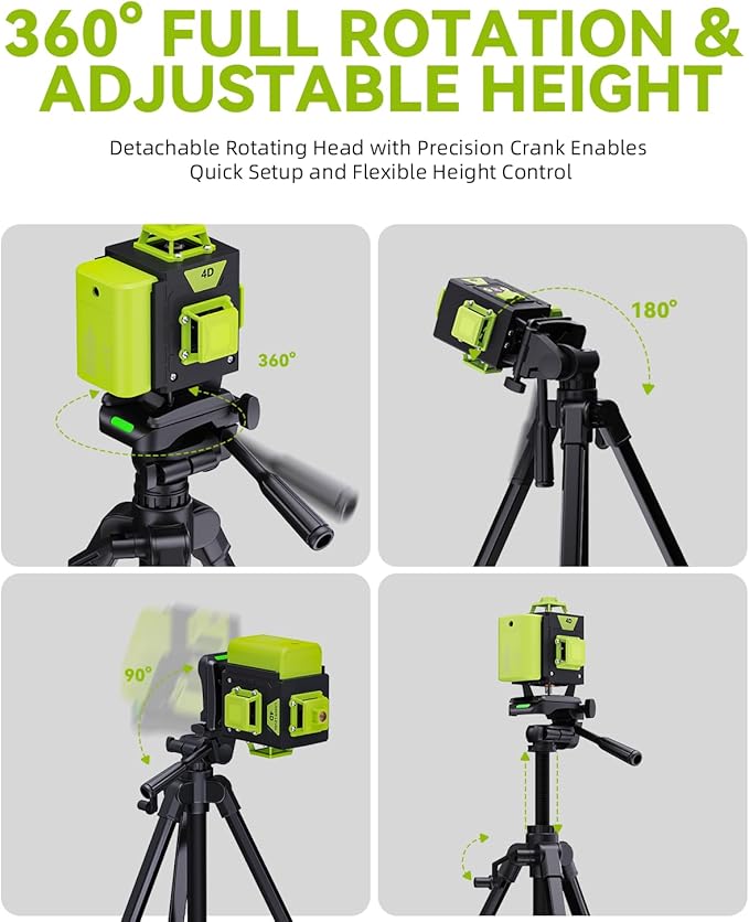 Laser Level Tripod Stand, 61" Lightweight Aluminum Lifting Tripod with 1/4" Thread, Adjustable Height Stand for Laser Level, Projector, Camera, and Phone