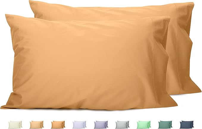 Sunflower Queen Pillowcases Set of 2, 100% Cotton Queen Size Pillow Cases 2, 20×30 inches Retro Yellow, Soft and Breathable