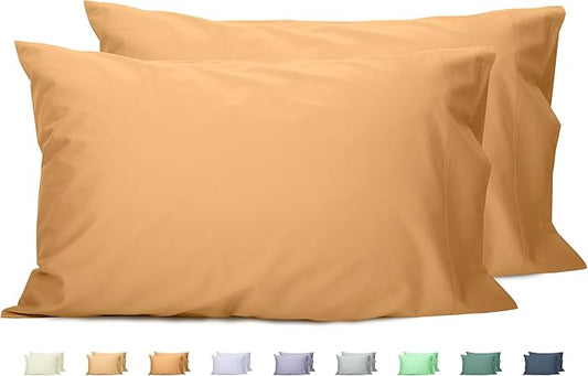 Sunflower Queen Pillowcases Set of 2, 100% Cotton Queen Size Pillow Cases 2, 20×30 inches Retro Yellow, Soft and Breathable