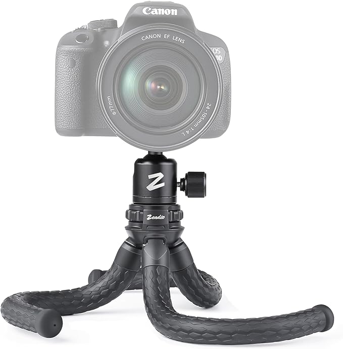 Zeadio Flexible Camera Tripod Kits, with Metal Ball Head Mount, Fits for All iPhone and Android Smartphones Sport Camera