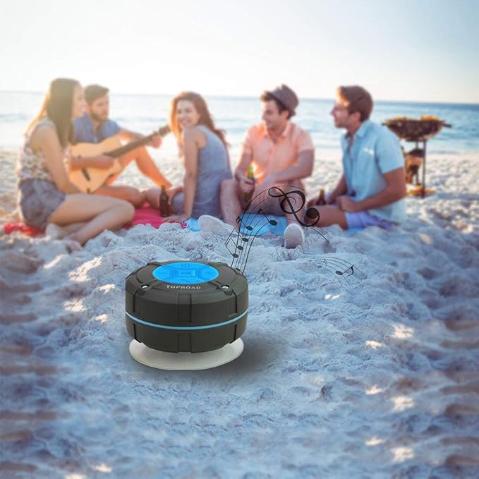 Portable Shower Speaker, IPX7 Waterproof Wireless Outdoor Speaker with HD Sound, 2 Suction Cups, Built-in Mic, Hands-Free Speakerphone for Bathroom, Pool, Beach, Hiking, Bicycle