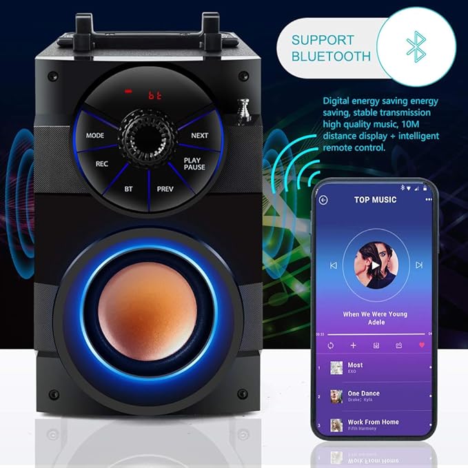 Bluetooth Speaker, 11W Portable Wireless Speaker with Subwoofer, LED Lights, FM Radio, Remote Control, Booming Bass, MP3 Player Powerful Speakers Suitable for Travel, Indoor and Outdoor