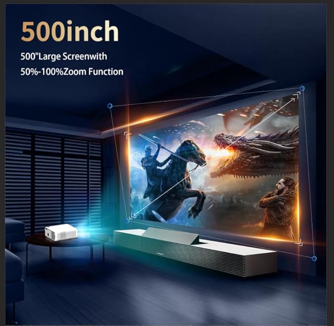 2000 Ansi Smart Outdoor Projector 4K with WIFI and Bluetooth,Auto Focus,ARC,DoIby Audio,PPT,Outdoor Movie Home Projector 4k HDR10+30W Speaker,500''Display,Compatible w/ TV Stick,iOS,Android,PC