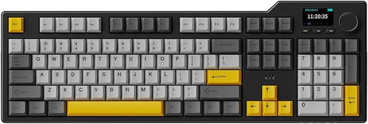 DAIDAI×AJAZZ AK35I V3 Full Size Hot Swap Mechanical Gaming Keyboard with Screen & Knob 2.4G/BT/USB-C Gasket Keyboard FR4 Plate 8000mAh Battery South Facing LED RGB(Avocado Axis)