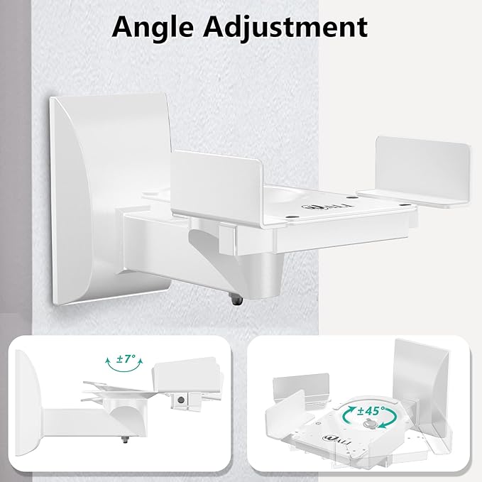 WALI Speaker Wall Mounts, Dual Side Clamping Bookshelf Mounting Bracket for Large Surrounding Sound Speakers, Hold up to 55 lbs. (SWM201-W), 1 Pair, White