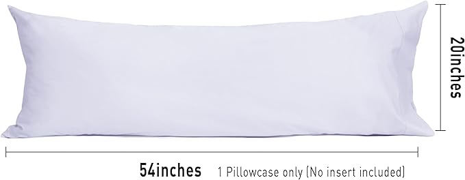 Sunflower Body Pillowcase 100% Cotton Long Pillow Cover/Case Envelope Closure 1 Pack, 21×54 inches Light Purple, Soft and Breathable
