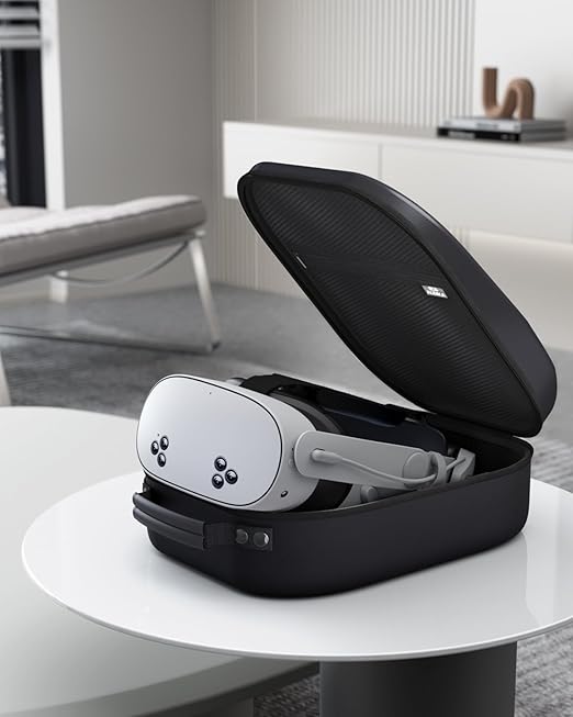 Aubika Carrying Case for Meta Quest 3S/Quest 2/ Quest 3/Pico 4/Vision Pro, Compatible with Elite/Battery Headset Strap Accessories, Hard Travel Case - Black