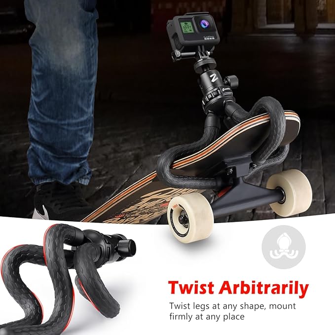 Zeadio Flexible Camera Tripod Kits, with Metal Ball Head Mount, Fits for All iPhone and Android Smartphones Sport Camera