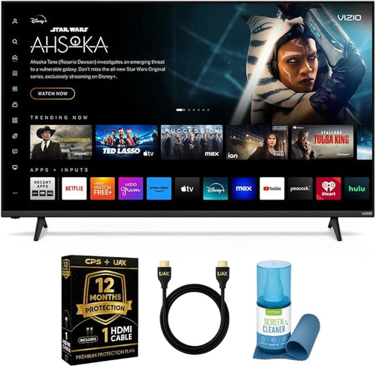 VIZIO 65-Inch 4K UHD LED Smart TV Bundle - Dolby Vision, HDR10+, VRR, Bluetooth, Alexa Compatible, Voice Remote with UAX HDMI Cable, 12-Month CPS Protection.