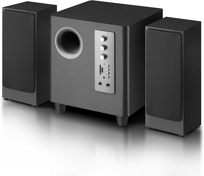 Desktop Computer Speakers with 5.5'' Subwoofer, 2.1 Multimedia Speaker System for Playing Movies, Games, and Music, RCA/BT/Optical Audio Inputs Support Connection to TV and PC